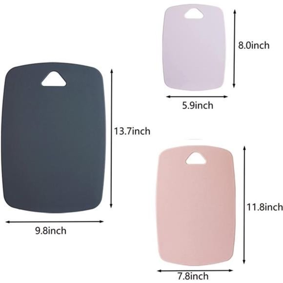 Cutting Boards, Plastic Cutting Board Set of 3, Thick Chopping Boards (Pink) - Picture 4 of 7